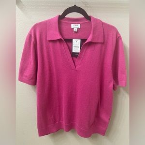 NWT J.Crew Cotton Cashmere Sweater Pink Polo - Women’s Size XL